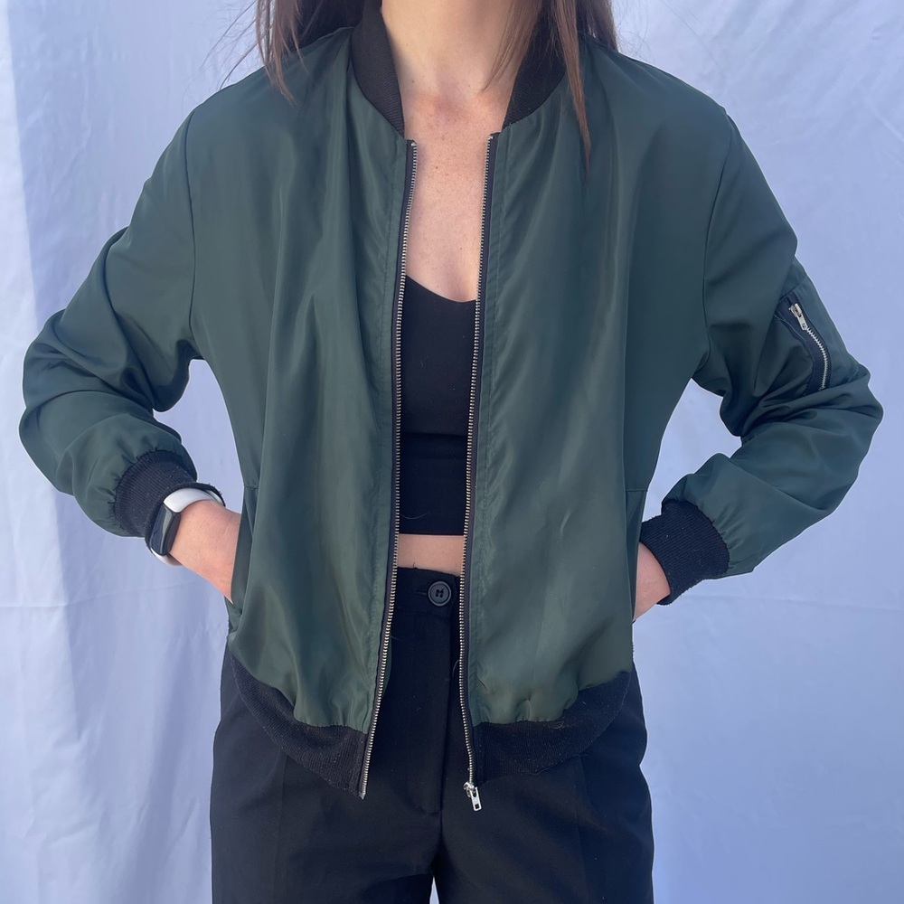 Dark Green Lightweight Bomber Jacket Emerald Green